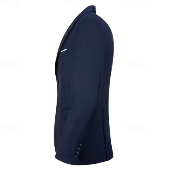 Best OUKU Men's Blazer Business Cocktail Party Wedding Party Fashion Casual Spring & Fall Polyester Plain Pocket Buttons Comfortable Single Breasted Blazer Black White Navy Blue Royal Blue