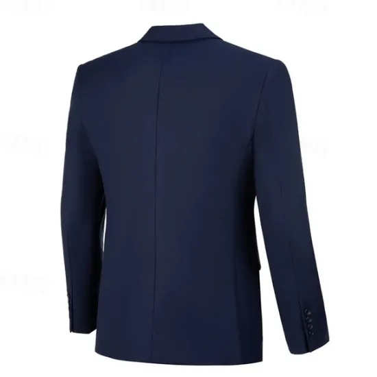 Best OUKU Men's Blazer Business Cocktail Party Wedding Party Fashion Casual Spring & Fall Polyester Plain Pocket Buttons Comfortable Single Breasted Blazer Black White Navy Blue Royal Blue