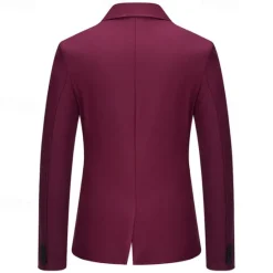 Hot OUKU Men's Blazer Business Cocktail Party Wedding Party Fashion Casual Spring & Fall Cotton Blend Color Block Patchwork Pocket Comfortable Single Breasted Blazer Black White Burgundy Blue