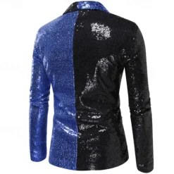 Sale OUKU Men's Blazer Business Cocktail Party Wedding Party Fashion Casual Spring & Fall Polyester Color Block Pocket Buttons Comfortable Single Breasted Blazer Silver Red Royal Blue Purple