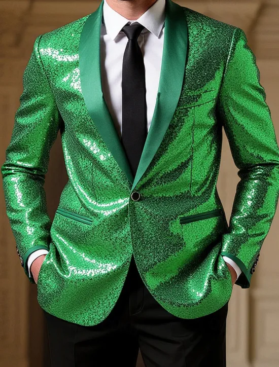 Clearance OUKU Men's Blazer Business Cocktail Party Wedding Party Fashion Casual Spring Autumn / Fall Polyester Solid Color Pocket Buttons Comfortable Single Breasted Blazer Green