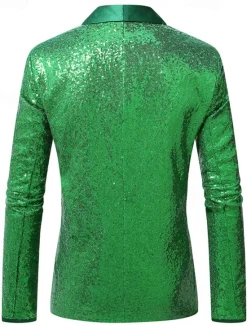 Clearance OUKU Men's Blazer Business Cocktail Party Wedding Party Fashion Casual Spring Autumn / Fall Polyester Solid Color Pocket Buttons Comfortable Single Breasted Blazer Green