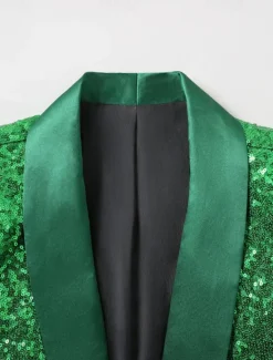 Clearance OUKU Men's Blazer Business Cocktail Party Wedding Party Fashion Casual Spring Autumn / Fall Polyester Solid Color Pocket Buttons Comfortable Single Breasted Blazer Green