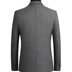 Hot OUKU Men's Blazer Business Wedding Party Fashion Casual Winter Spring & Fall Wool Blend Plain Pocket Casual / Daily Single Breasted Blazer Black Burgundy Navy Blue Gray