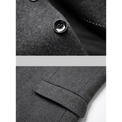 Hot OUKU Men's Blazer Business Wedding Party Fashion Casual Winter Spring & Fall Wool Blend Plain Pocket Casual / Daily Single Breasted Blazer Black Burgundy Navy Blue Gray