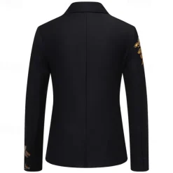 Clearance OUKU Men's Blazer Business Wedding Party Without Dress Pants Fashion Casual Spring & Fall Polyester Uniform Cloth Plain Printing Buttons Casual / Daily Single Breasted Blazer Black White Red Royal Blue