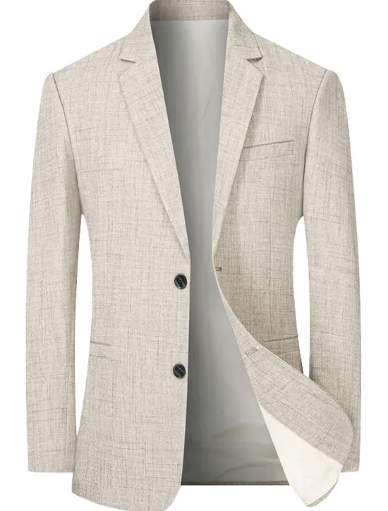 Online OUKU Men's Blazer Evening Party Valentine Warm Button Pocket Fall Winter Plain Fashion Streetwear Lapel Regular Light Sky Blue Coffee Gray Jacket