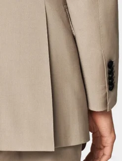 Discount OUKU Men's Blazer Formal Wedding Party Lined Daily Party Spring & Fall Autumn / Fall Polyester Solid Color Button Thermal Warm Comfy Double Breasted Blazer khaki Light Khaki