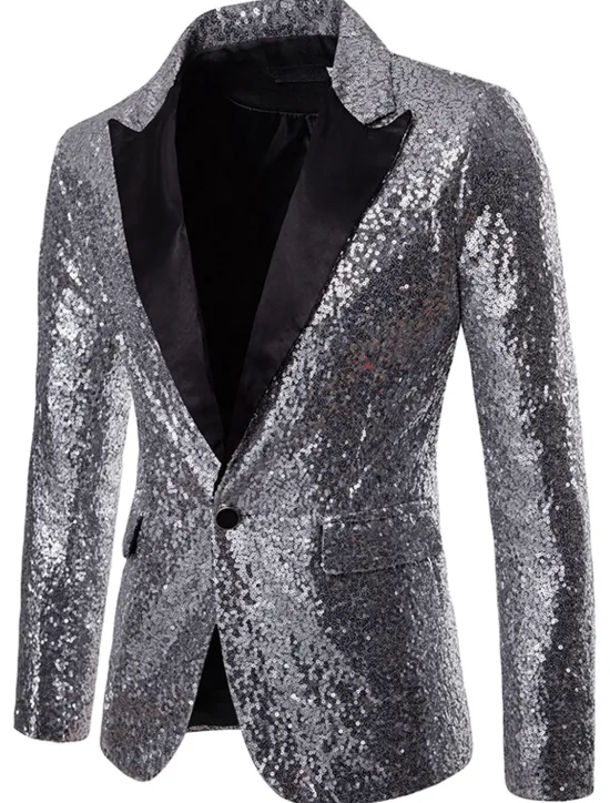 Hot OUKU Men's Blazer Jacket Blazer V Neck Fashion Party Retro Solid Colored Black Red Blue Regular Fit