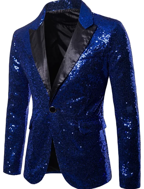 Hot OUKU Men's Blazer Jacket Blazer V Neck Fashion Party Retro Solid Colored Black Red Blue Regular Fit