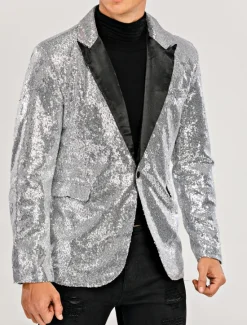 Hot OUKU Men's Blazer Jacket Blazer V Neck Fashion Party Retro Solid Colored Black Red Blue Regular Fit