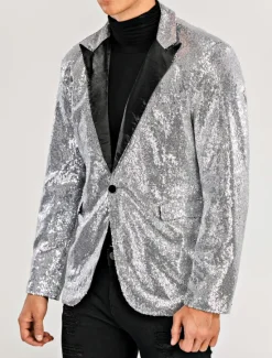 Hot OUKU Men's Blazer Jacket Blazer V Neck Fashion Party Retro Solid Colored Black Red Blue Regular Fit
