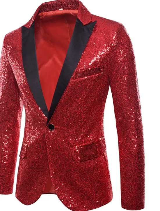 Hot OUKU Men's Blazer Jacket Blazer V Neck Fashion Party Retro Solid Colored Black Red Blue Regular Fit