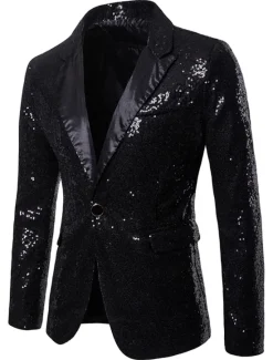 Hot OUKU Men's Blazer Jacket Blazer V Neck Fashion Party Retro Solid Colored Black Red Blue Regular Fit