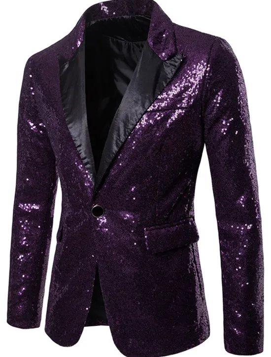 Hot OUKU Men's Blazer Jacket Blazer V Neck Fashion Party Retro Solid Colored Black Red Blue Regular Fit