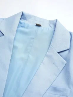 Best OUKU Men's Blazer Jacket Linen Blazer Notch Collar Fashion Casual Solid Colored Sky Blue Dark Grey Army Green Tailored Fit Single Breasted Two-buttons