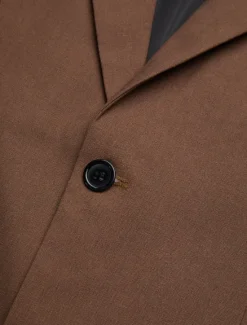 New OUKU Men's Blazer Jacket Linen Blazer Notch Collar Fashion Casual Solid Colored Dark Khaki Black Yellow Tailored Fit Single Breasted Two-buttons