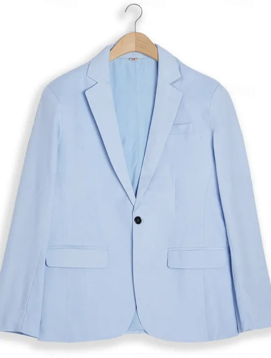 Discount OUKU Men's Blazer Jacket Office Casual Daily Fashion Daily All Seasons Polyester Solid Colored Basic Single Breasted One-button Blazer Black Navy Blue Sky Blue khaki