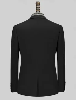 Clearance OUKU Men's Blazer Jacket School Formal Wedding Elegant Warm Fall Winter Wool Solid Color Single Breasted One-button Blazer Black