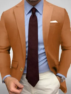 Clearance OUKU Men's Blazer Jacket Sport Coat Notch Collar Casual Solid Colored Black White Yellow Standard Fit Single Breasted One-button