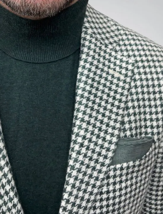 Best OUKU Men's Blazer Jacket Sport Coat Closure collar Outdoor Casual Houndstooth Checkered Black Yellow Light Green Tailored Fit Single Breasted Two-buttons