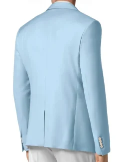New OUKU Men's Blazer Jacket Sport Coat Notch Collar Fashion Casual Solid Colored Sky Blue Sage Standard Fit Single Breasted Two-buttons