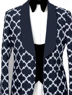 Online OUKU Men's Blazer Jacket Tuxedo Shawl Collar Notch Collar Fashion Casual Checkered Tailored Fit Single Breasted One-button Black