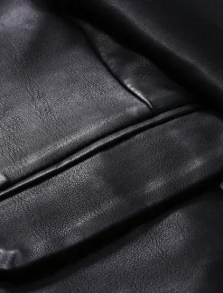 OUKU Men's Blazer Office Work Street Pocket Fashion Casual Spring & Fall Polyester Faux Leather Plain Pocket Casual / Daily Single Breasted Blazer Black