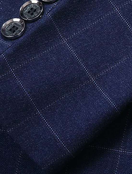 Clearance OUKU Men's Blazer Outdoor Daily Wear Warm Button Pocket Fall Winter Plaid Fashion Streetwear Lapel Regular Black Blue Light Blue Jacket