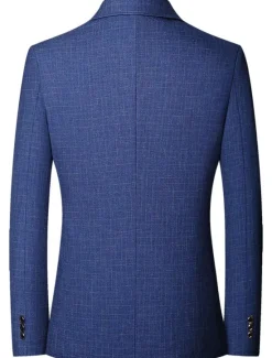 Clearance OUKU Men's Blazer Outdoor Daily Wear Warm Button Pocket Fall Winter Plaid Fashion Streetwear Lapel Regular Black Blue Light Blue Jacket