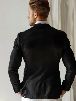 Hot OUKU Men's Blazer Outdoor Sports & Outdoor Causal Pocket Daily Spring & Fall POLY Solid Color Button Pocket Thermal Warm Sunscreen Double Breasted Blazer Black
