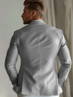 Best OUKU Men's Blazer School Formal Wedding Lined Daily Party Spring & Fall Autumn / Fall Polyester Solid Color Button Pocket Thermal Warm Comfy Double Breasted Blazer Purple Gray
