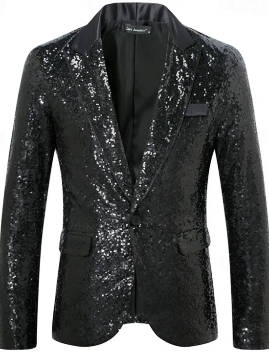 Best OUKU Men's Blazer Tuxedo Performance Business Cocktail Party Fashion Casual Spring & Fall Polyester Plain Pocket Buttons Comfortable Single Breasted Blazer Silver Black Red Royal Blue