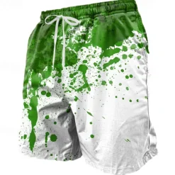Discount OUKU Men's Blood stains Halloween Costumes Swim Trunks Swim Shorts Board Shorts Mid Waist Punk Gothic Holiday Streetwear Side Pockets Mesh Lining Elastic Drawstring Waist Designer Clothing Apparel