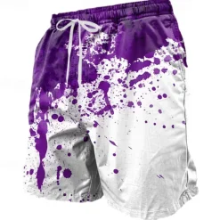 Discount OUKU Men's Blood stains Halloween Costumes Swim Trunks Swim Shorts Board Shorts Mid Waist Punk Gothic Holiday Streetwear Side Pockets Mesh Lining Elastic Drawstring Waist Designer Clothing Apparel