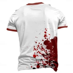 New OUKU Men's Blood stains T Shirt Short Sleeve T shirt 3D Print Crew Neck Shirt Designer Steampunk Carnival Party Street Red Blue Green Summer Spring Clothing Apparel S M L XL XXL XXXL