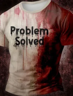 Outlet OUKU Men's Blood stains T Shirt Short Sleeve T shirt 3D Print Crew Neck Shirt Designer Gothic Party Street Casual Red Khaki Summer Spring Clothing Apparel S M L XL XXL XXXL