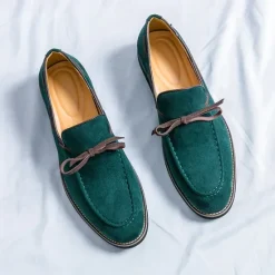 Clearance OUKU Men's Blue Loafers - Suede Faux Leather with Tassel Detailing, Stylish and Comfortable Slip-On Shoes for Men, Perfect for Casual, Office and Everyday Wear