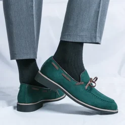 Clearance OUKU Men's Blue Loafers - Suede Faux Leather with Tassel Detailing, Stylish and Comfortable Slip-On Shoes for Men, Perfect for Casual, Office and Everyday Wear