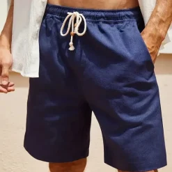 Discount OUKU Men's Board Shorts Casual Shorts Drawstring Elastic Waist Plain Breathable Soft Casual Weekend Fashion Streetwear White Blue Micro-elastic