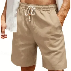 Discount OUKU Men's Board Shorts Casual Shorts Drawstring Elastic Waist Plain Breathable Soft Casual Weekend Fashion Streetwear White Blue Micro-elastic