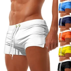 Clearance OUKU Men's Board Shorts Swim Shorts Swim Trunks Swim Briefs Drawstring Elastic Waist Zipper Pocket Solid Color Breathable Quick Dry Short Casual Daily Beach Fashion Classic Style ArmyGreen Black