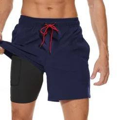 Online OUKU Men's Board Shorts Swim Shorts Swim Trunks Drawstring Elastic Waist With Compression Liner Plain Comfort Quick Dry Short Holiday Beach Weekend Fashion Casual ArmyGreen Wine Micro-elastic