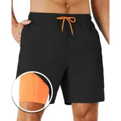 Outlet OUKU Men's Board Shorts Swim Shorts Swim Trunks Shorts With Compression Liner Plain Comfort Breathable Holiday Going out Swimming Pool Hawaiian Boho Black Pink