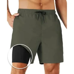 Outlet OUKU Men's Board Shorts Swim Shorts Swim Trunks Shorts With Compression Liner Plain Comfort Breathable Holiday Going out Swimming Pool Hawaiian Boho Black Pink