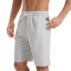 OUKU Men's Board Shorts Swim Shorts Swim Trunks Drawstring Elastic Waist Plain Comfort Quick Dry Short Holiday Beach Weekend Fashion Casual Black Wine Micro-elastic