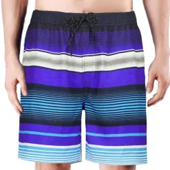 New OUKU Men's Board Shorts Swim Shorts Swim Trunks Drawstring with Mesh lining Elastic Waist Gradient Stripe Quick Dry Short Casual Daily Holiday Hawaiian Boho Blue Orange Micro-elastic