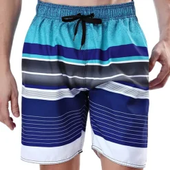 New OUKU Men's Board Shorts Swim Shorts Swim Trunks Drawstring with Mesh lining Elastic Waist Gradient Stripe Quick Dry Short Casual Daily Holiday Hawaiian Boho Blue Orange Micro-elastic