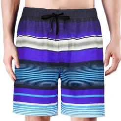 New OUKU Men's Board Shorts Swim Shorts Swim Trunks Drawstring with Mesh lining Elastic Waist Gradient Stripe Quick Dry Short Casual Daily Holiday Hawaiian Boho Blue Orange Micro-elastic