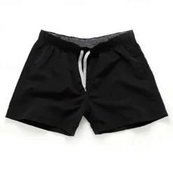 OUKU Men's Board Shorts Swim Shorts Swim Trunks Drawstring Elastic Waist Elastic Drawstring Design Solid Colored Quick Dry Sports Short Daily Going out Beach Streetwear Casual Black White Micro-elastic